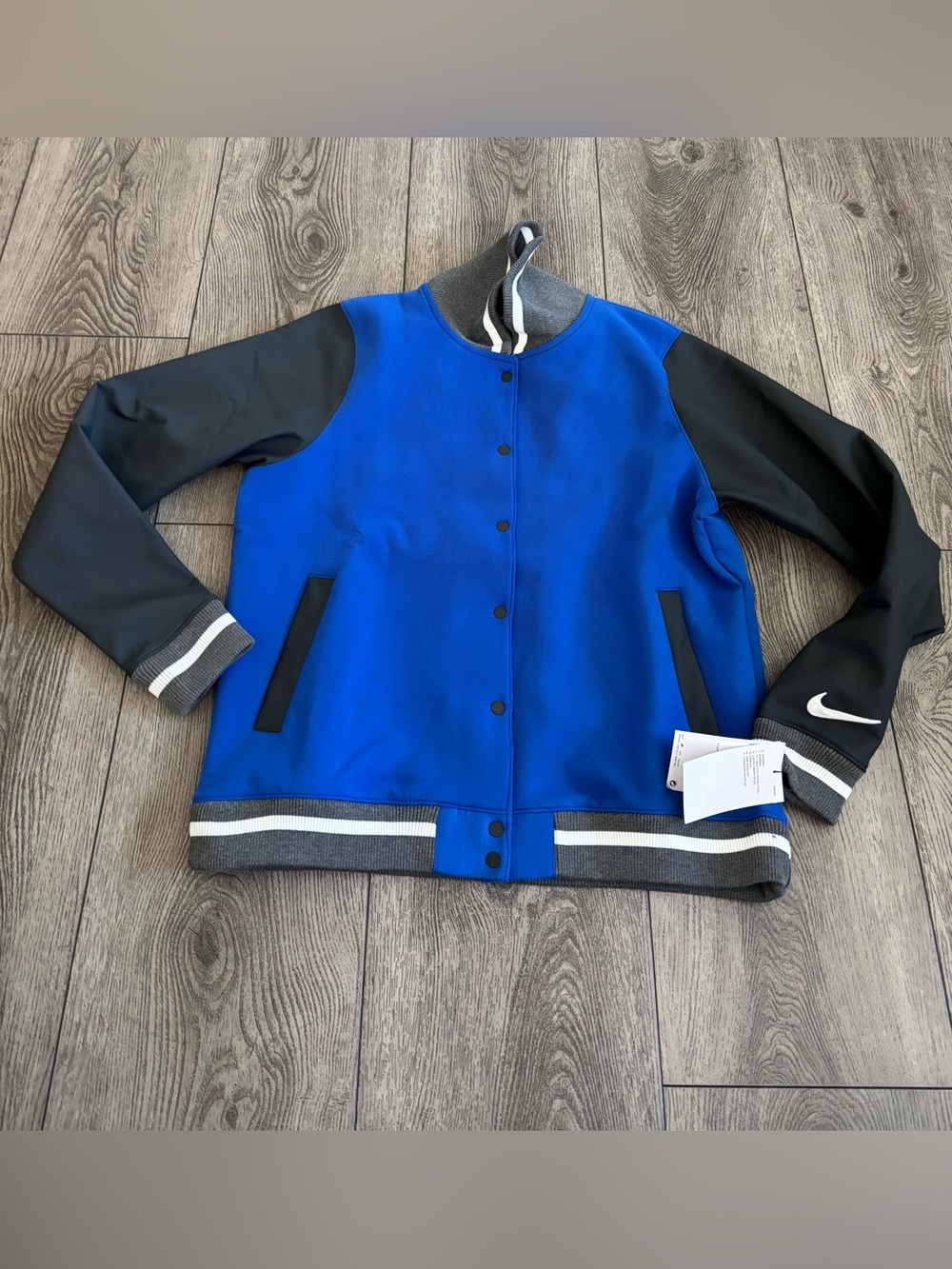 Nike Women’s Royal Blue and Black Varsity Jacket